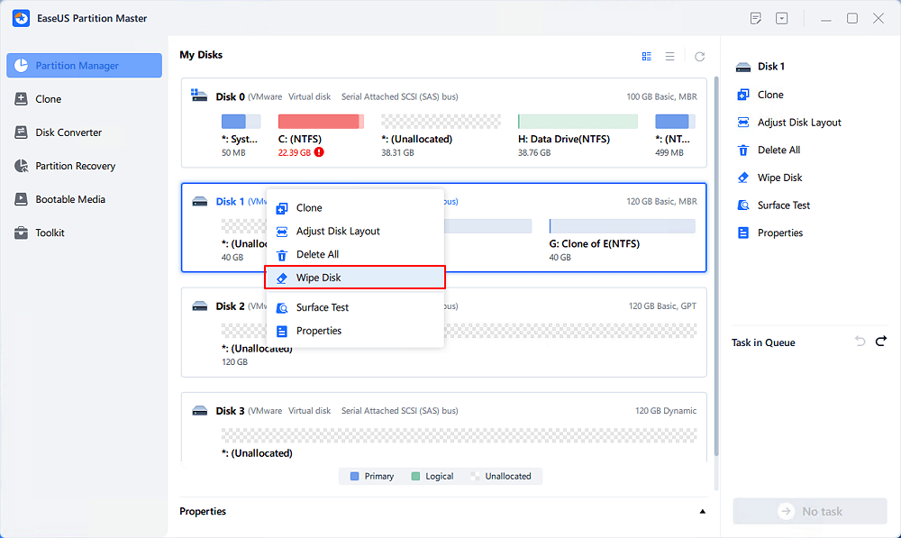 select wipe data