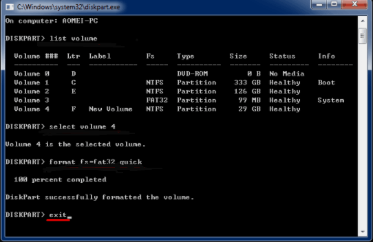 type exit command and press Enter