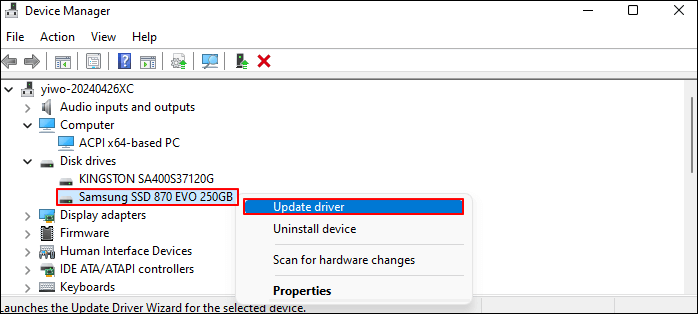 update device driver in task manager