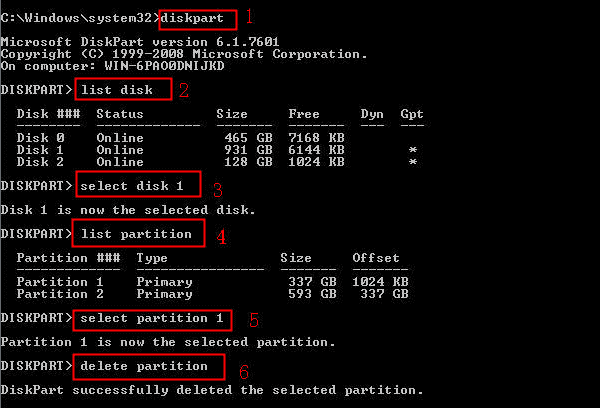 diskpart commands