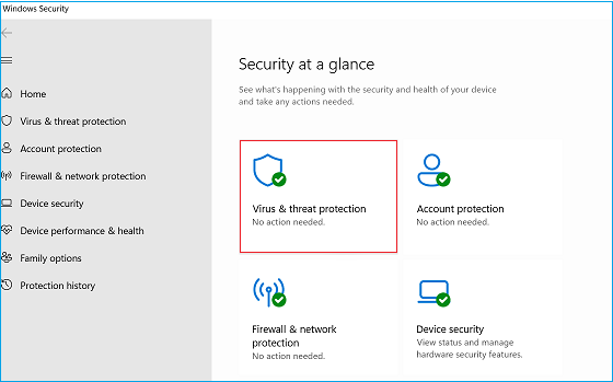 Select the given option under Windows Security 