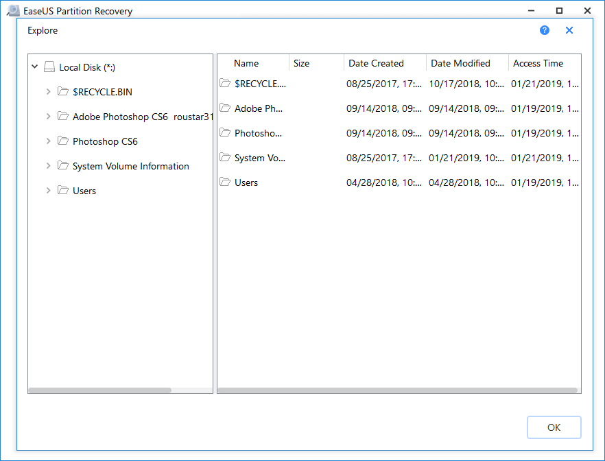 Select found partition to restore