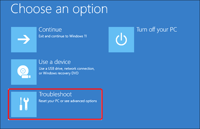 select Troubleshoot