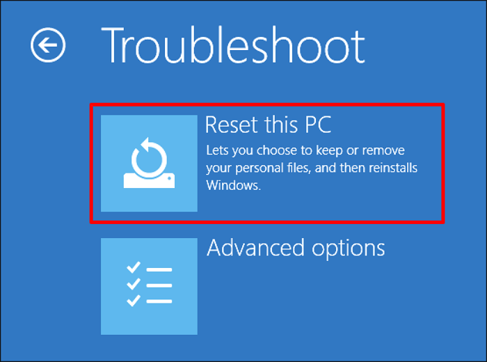 select Reset this PC