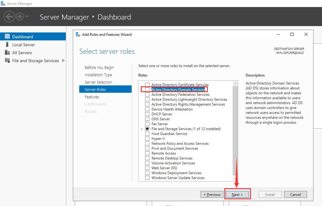 select server role in server manager