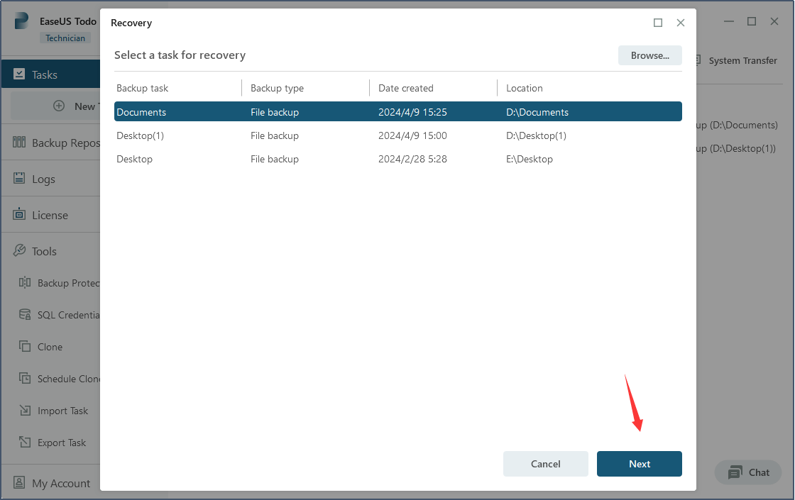 locate your mssql backup file and proceed to restore it