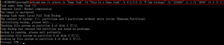 easeus todo backup command line create system backup task