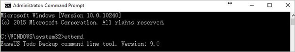 easeus todo backup command line starts