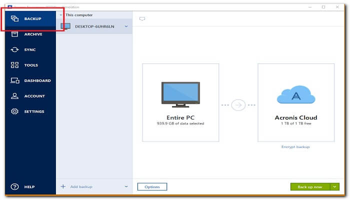 Backup with Acronis