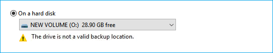 Cannot create system image to USB for drive not available,