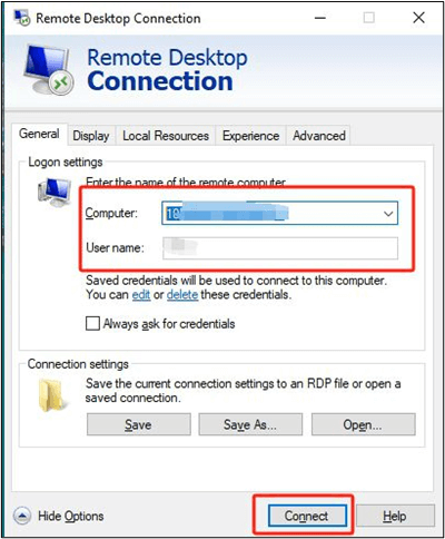 connect rdp