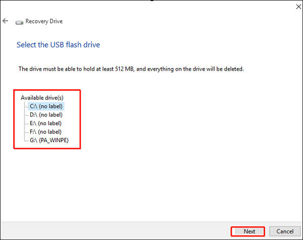 create a recovery partition-2