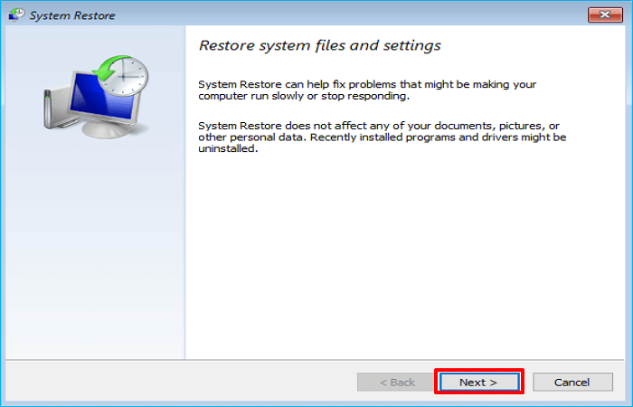 select a restore point