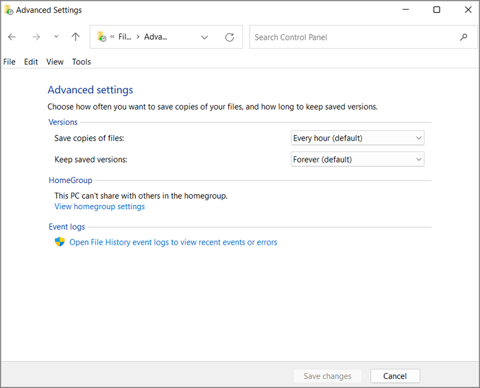 file history advanced settings 1