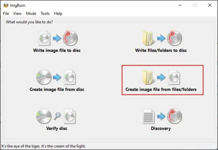 select Create image from files/folders