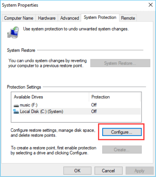 select configuration