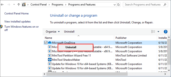 uninstall OneDrive