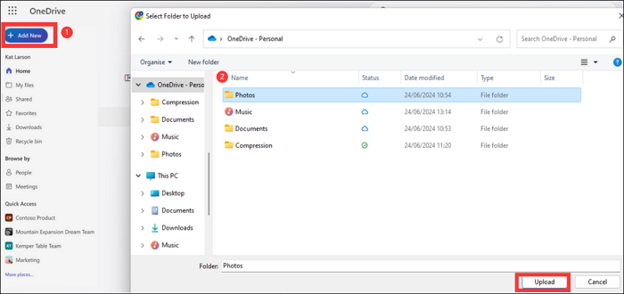 upload files to onedrive