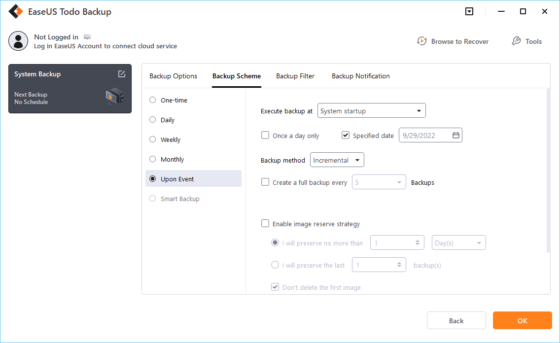 set backup scheme