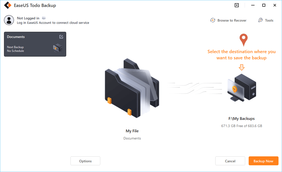 Yedeklemeyi kaydetmek için bir konum seçin