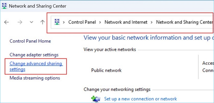 change advanced sharing settings
