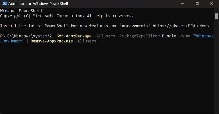 remove dev home powershell