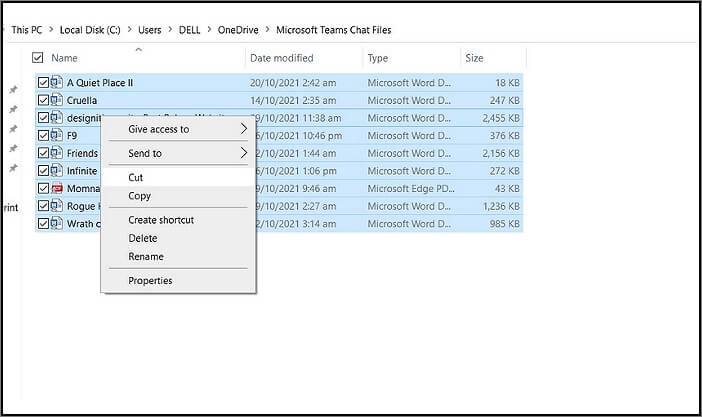 Select files and folders