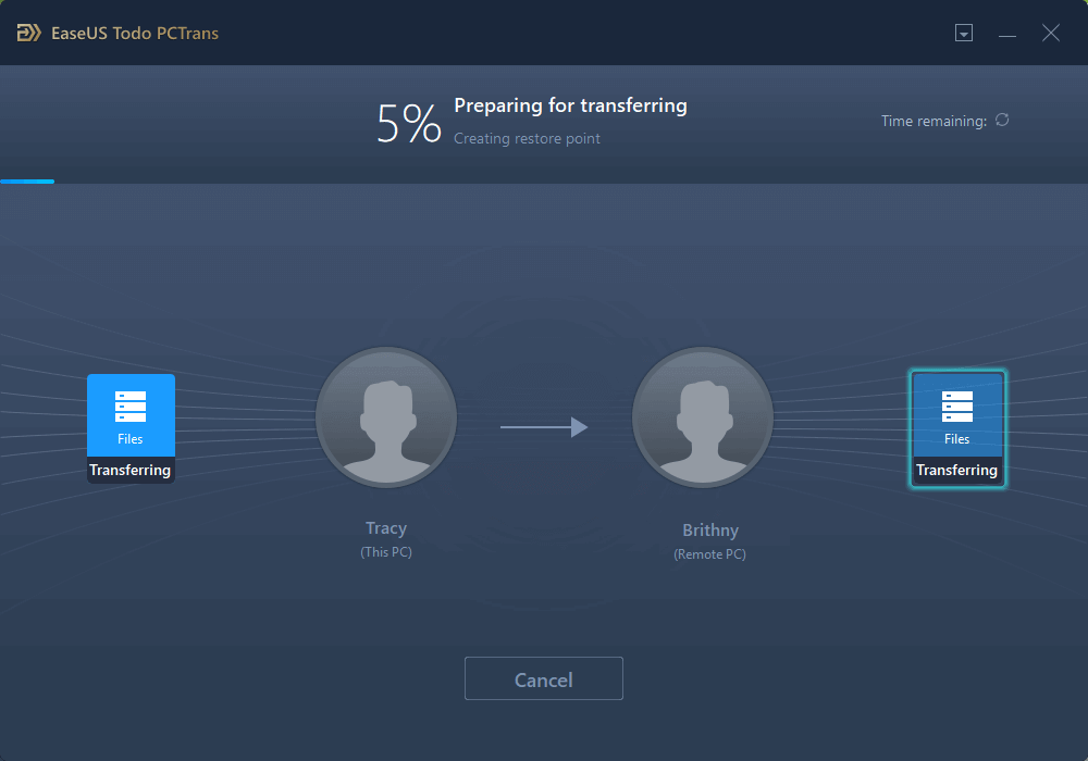 trasferisci applicazioni, file o account via Internet