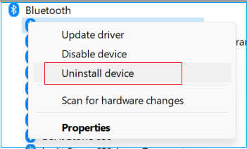 uninstall bluetooth adaptor