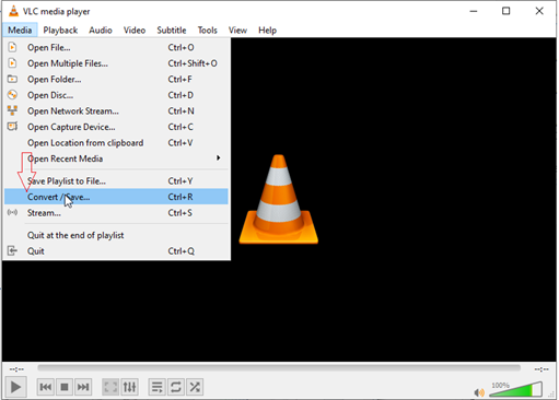 Öffnen Sie die Option „Konvertieren und Speichern“ in VLC.