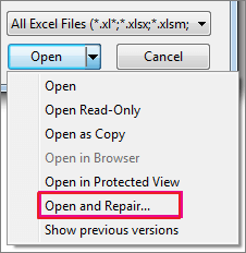 choose Open and Repair