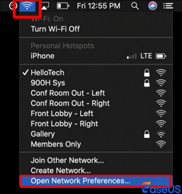 choose open network preferences