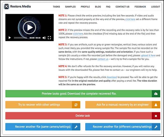 restoremedia download results