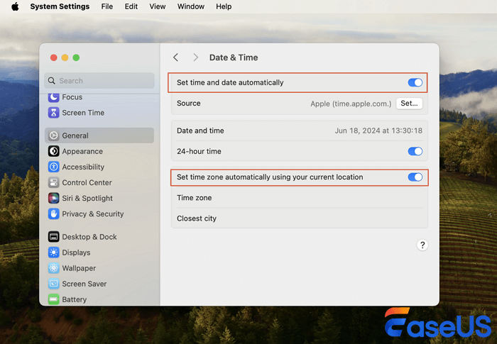 Set time and date automatically