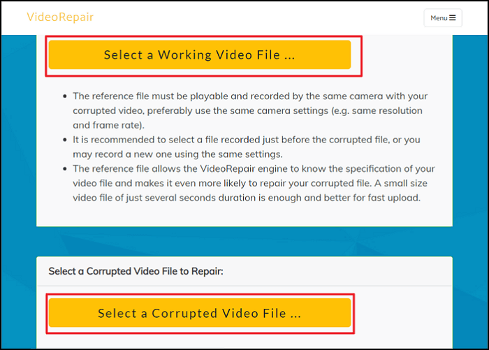 videorepair upload files