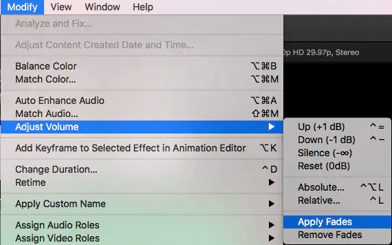 explonential fade audio premiere pro mac