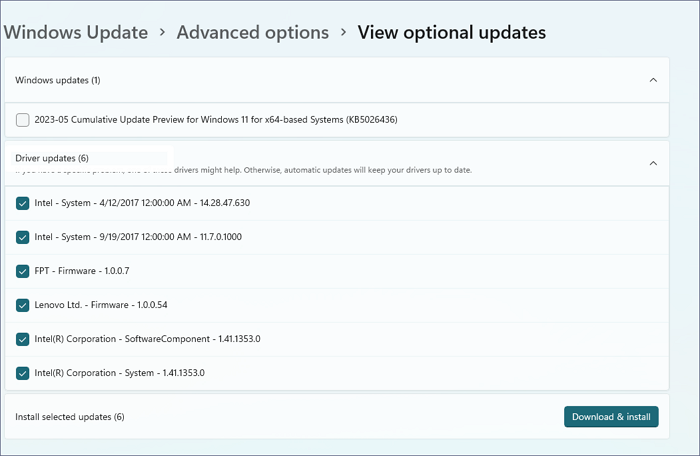 Download and install Driver Updates