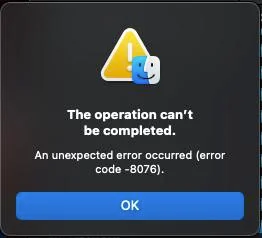 error code 8076 on Mac