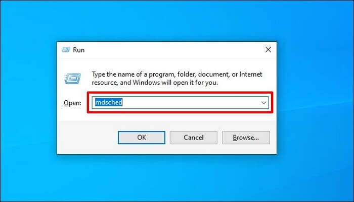 type mdsched and hit Enter