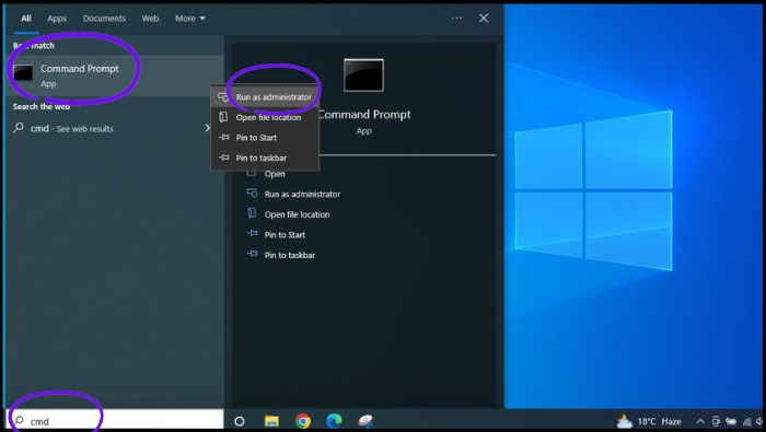 open the command prompt and type cmd