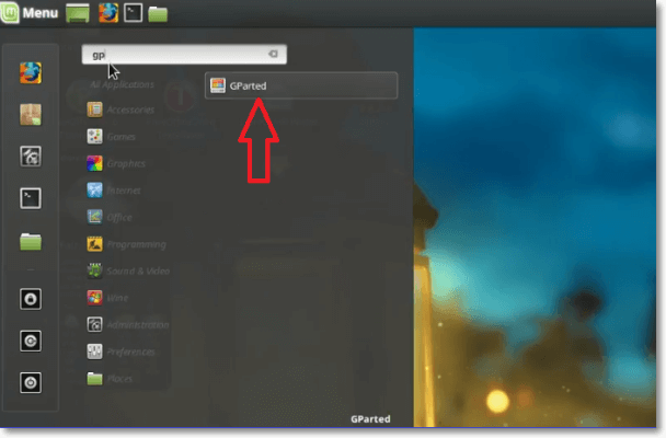 gparted öffnen