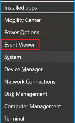 Opt for event viewer