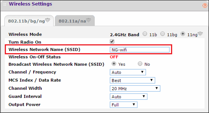 SSID-Bildschirm umbenennen