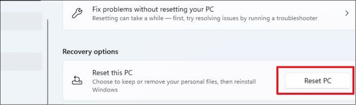 reset this pc