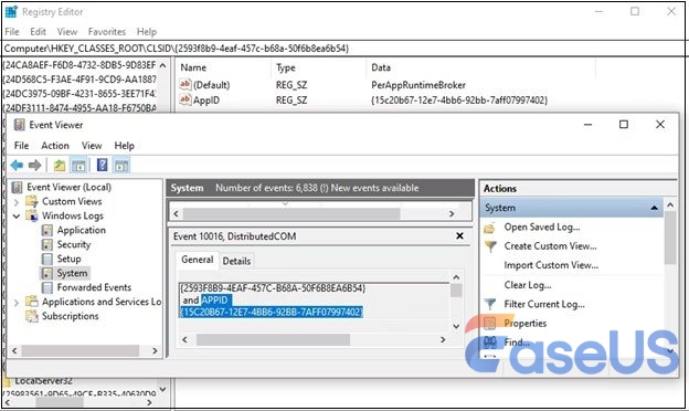 Detect CLSID and APPID in the registry editor