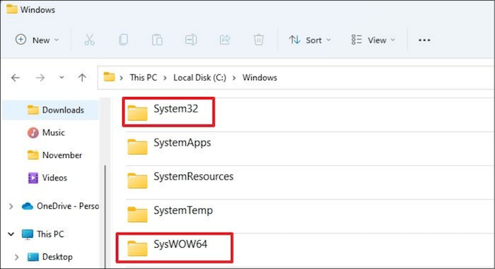 System 32 and SYSWOW64 folders