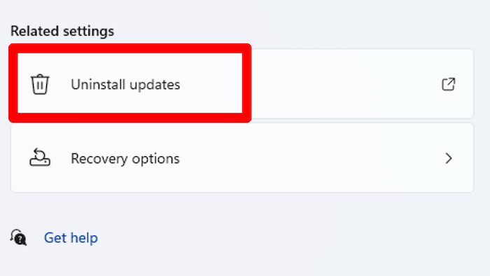 Select the Uninstall updates