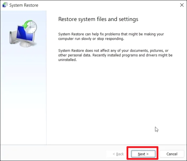 system restore