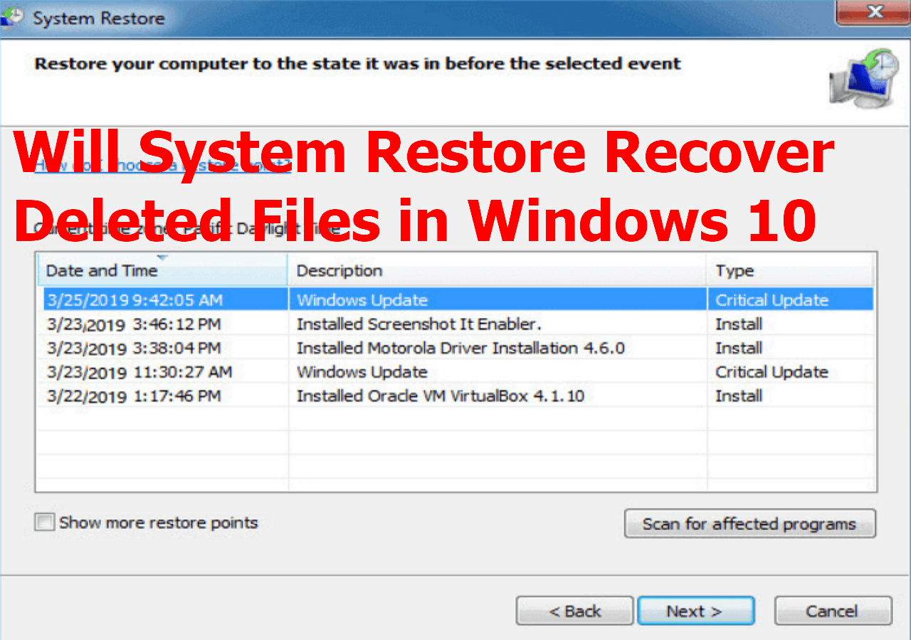 will System Restore recover deleted files